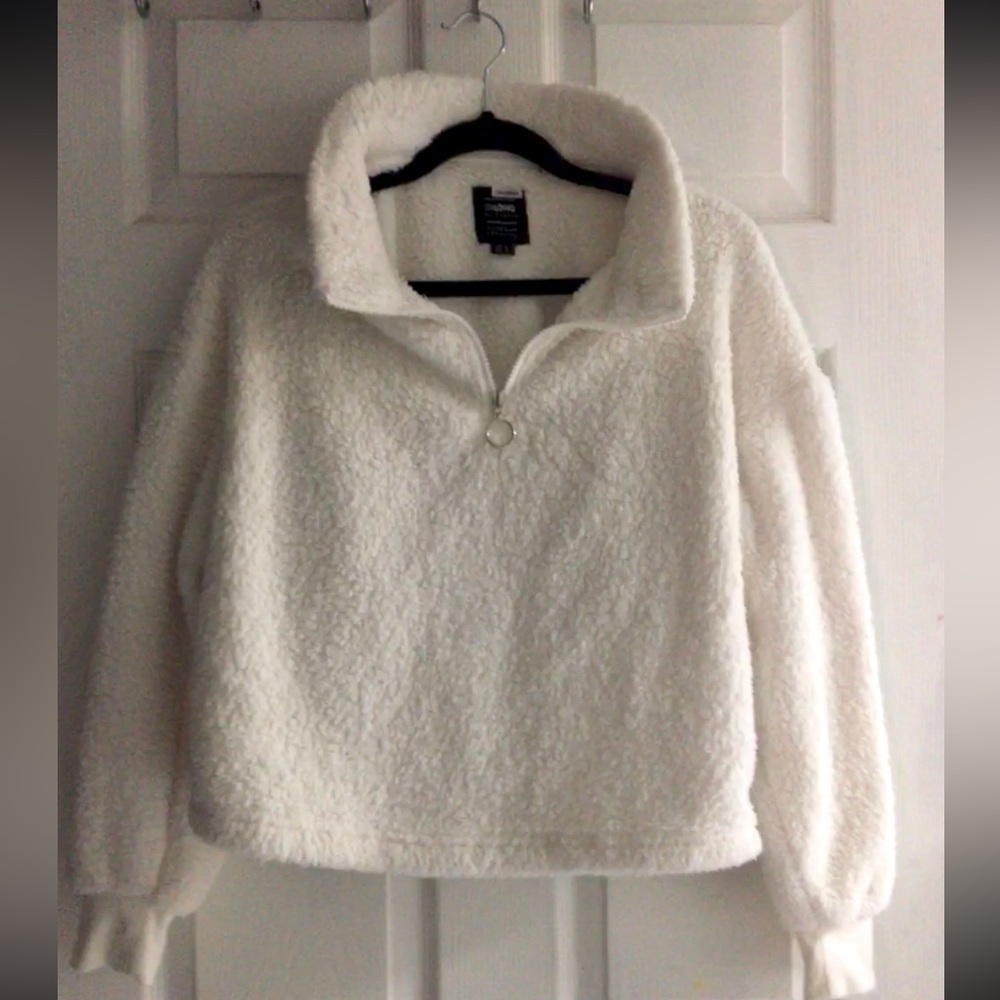Ci Sono Los Angeles Outwear White Teddy Quarter Zip | Brand: Ci Sono Los Angeles